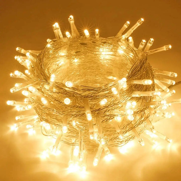 200 LED clear cable string lights plug in -warm white