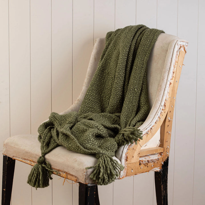 Hand Woven Mel Throw Green